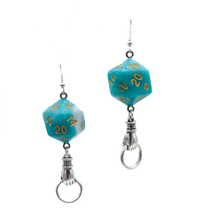 D20 DND Monk Dice Earrings with Real Polyhedral Dice