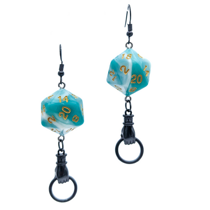 D20 DND Monk Dice Earrings with Real Polyhedral Dice