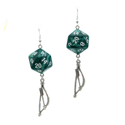 D20 DND Ranger Character Polyhedral Dice Earrings