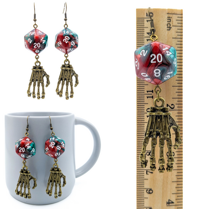 D20 DND Necromancer Character Dice Earrings