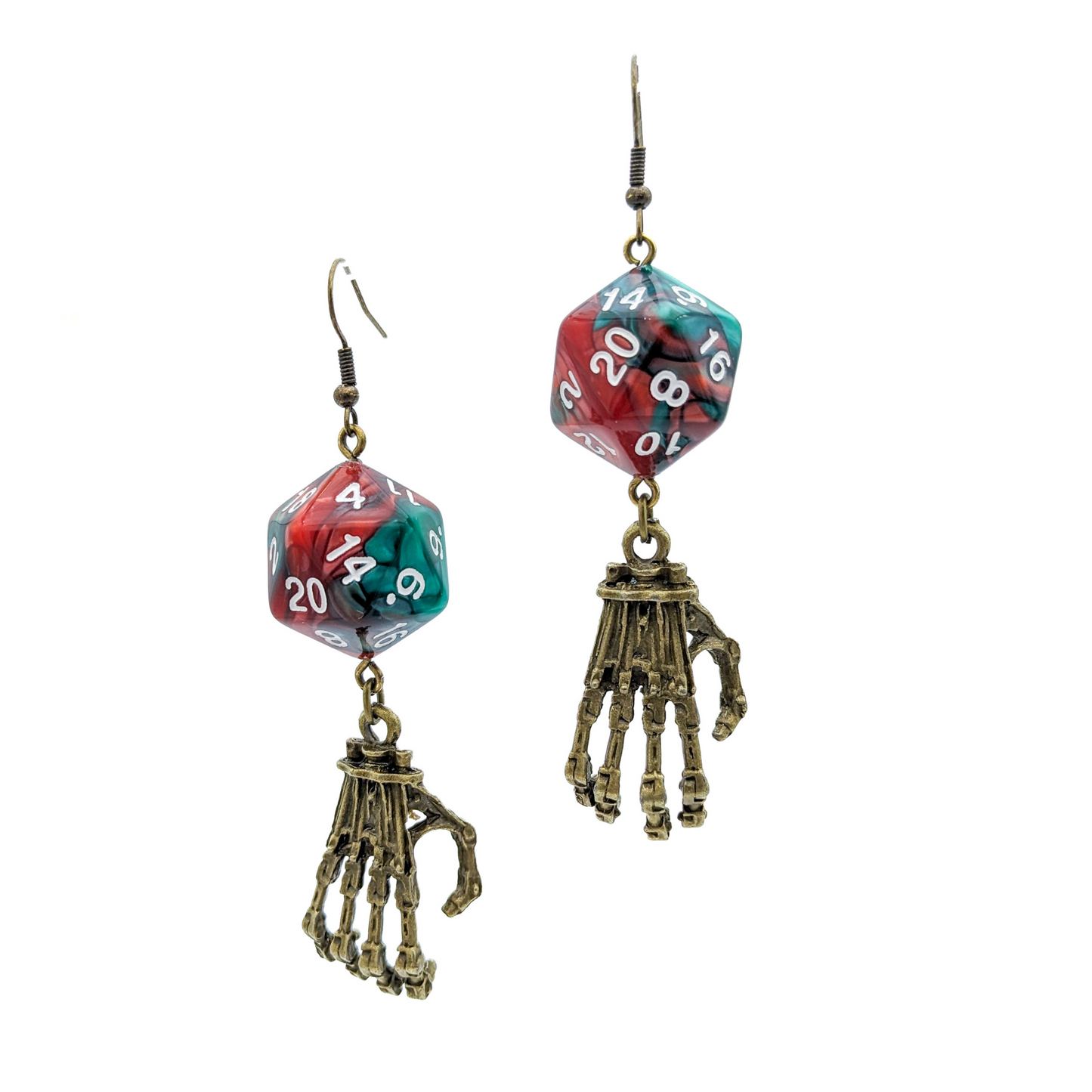 D20 DND Necromancer Character Dice Earrings