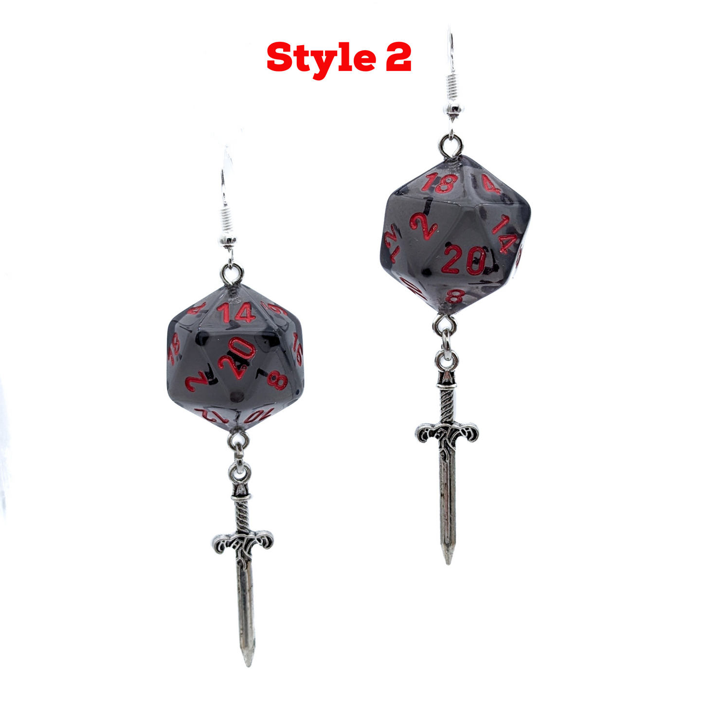 Black Smoke Dice Dagger Earrings for Rogue DND Characters