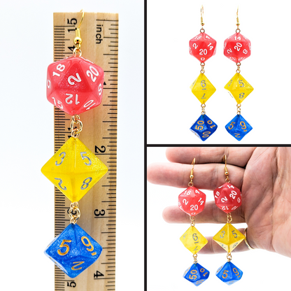 Pansexual Pride Dice Earrings - Standard Polyhedral Dice