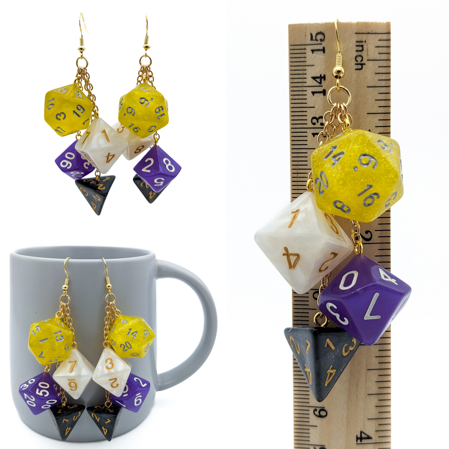 Nonbinary Pride Dice Earrings