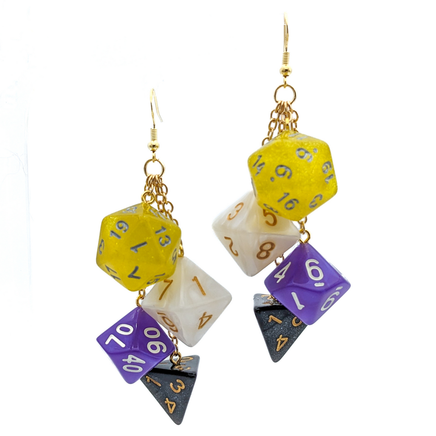 Nonbinary Pride Dice Earrings