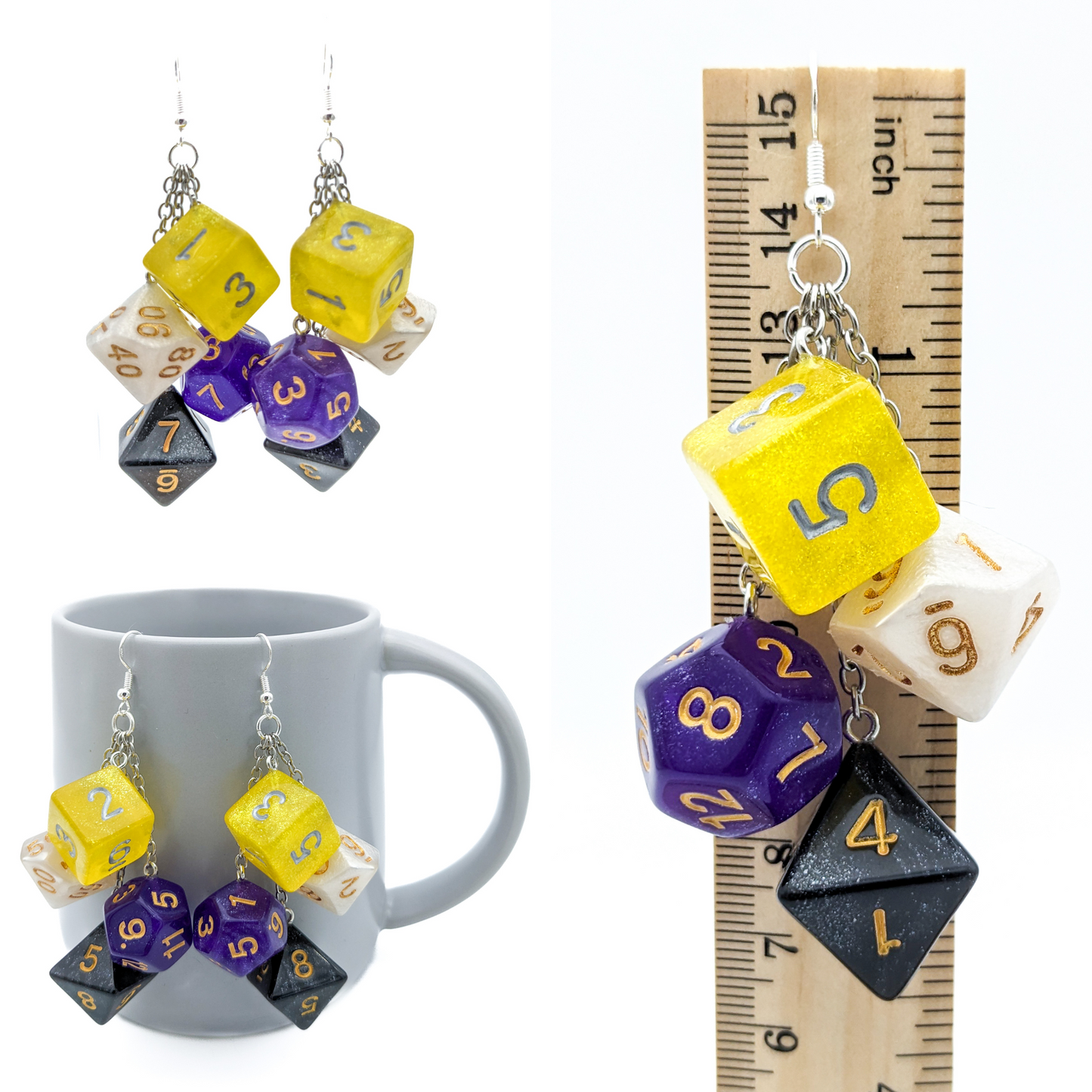 Nonbinary Pride Dice Earrings