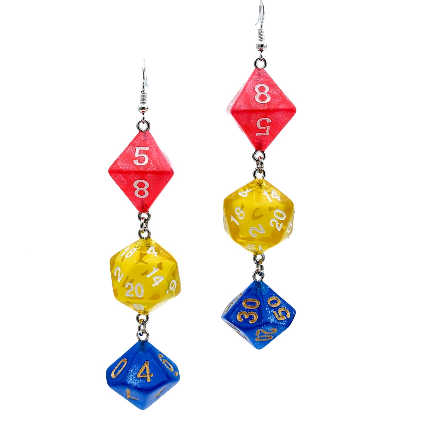 Pansexual Pride Dice Earrings - Standard Polyhedral Dice