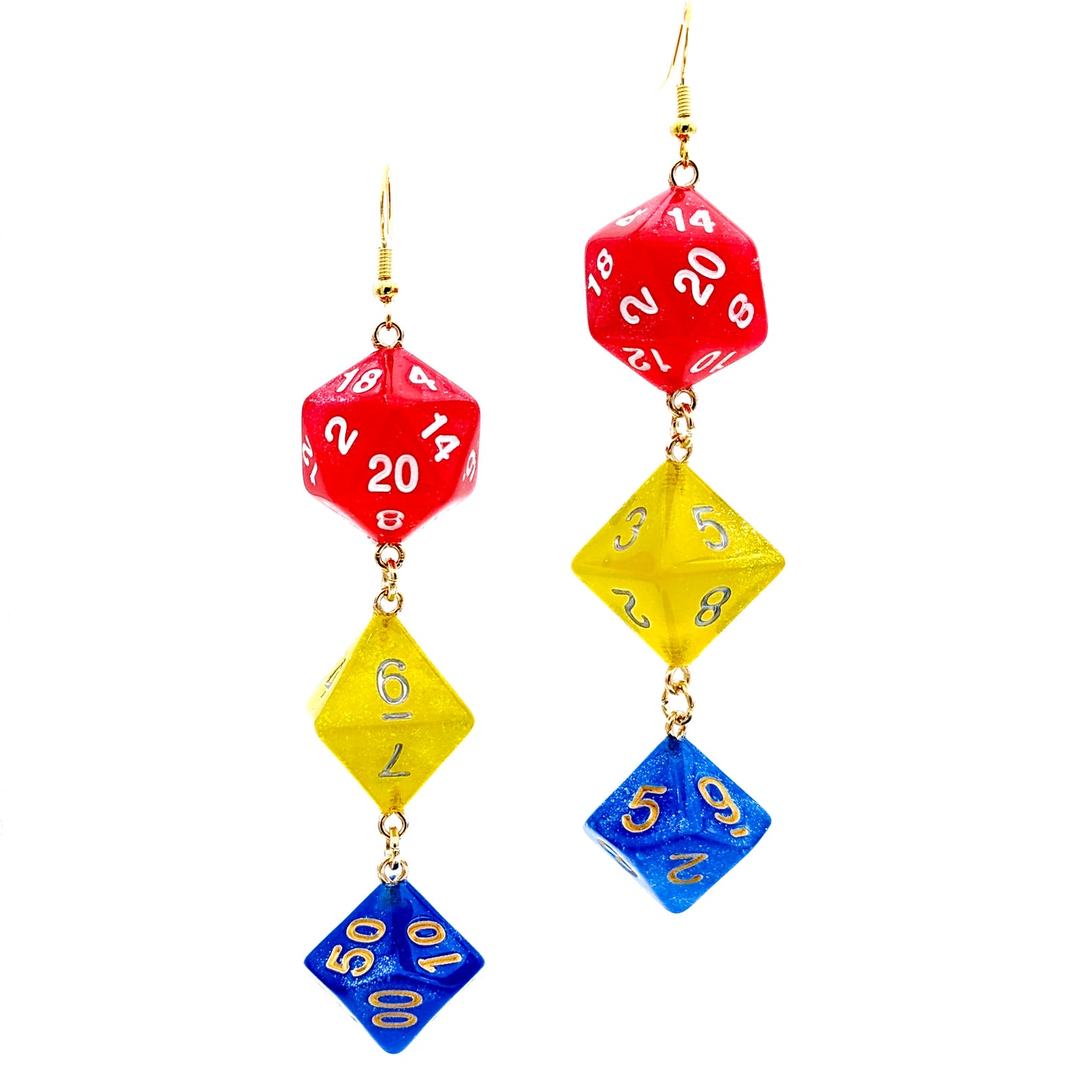 Pansexual Pride Dice Earrings - Standard Polyhedral Dice