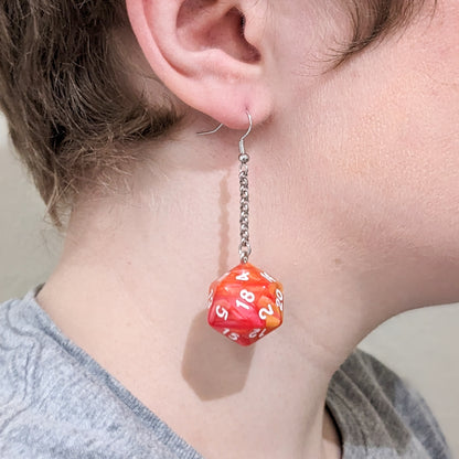 Colorful D20 Dice Earrings - DND Polyhedral Dice