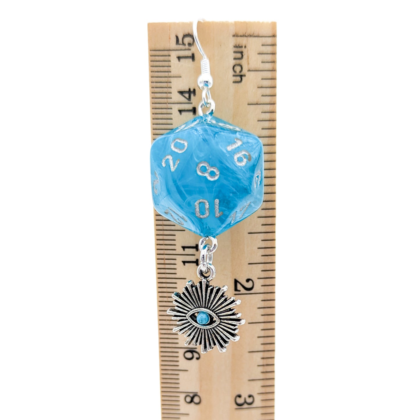 D20 All Seeing Eye Earrings for Wizards, Warlocks, or Sorcerers - Blue DND Dice Earrings