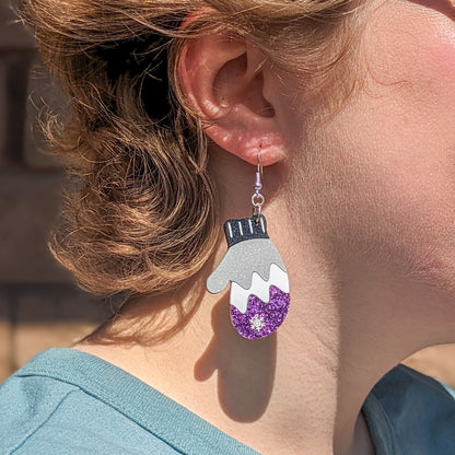 Asexual Pride Mitten Earrings - Ace Pride Flag Earrings - Laser Cut Acrylic Earrings