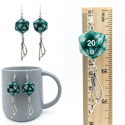 D20 DND Ranger Character Polyhedral Dice Earrings