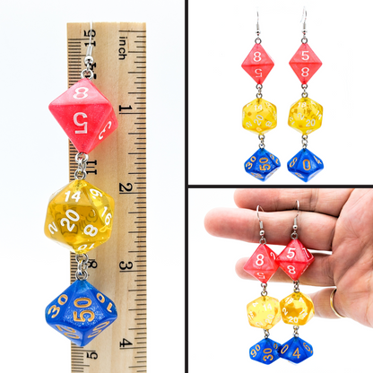 Pansexual Pride Dice Earrings - Standard Polyhedral Dice