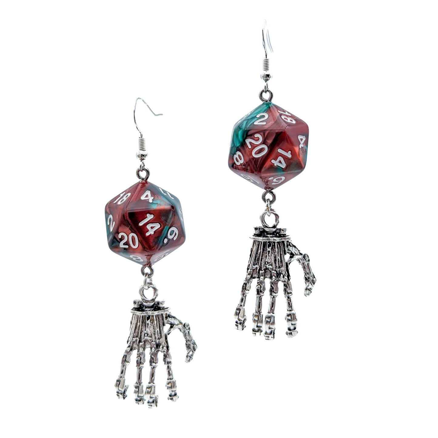 D20 DND Necromancer Character Dice Earrings