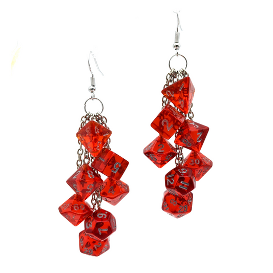 MINI Dice Earrings with 2 Full Dice Sets - D20 Earrings - DND Polyhedral Dice Jewelry