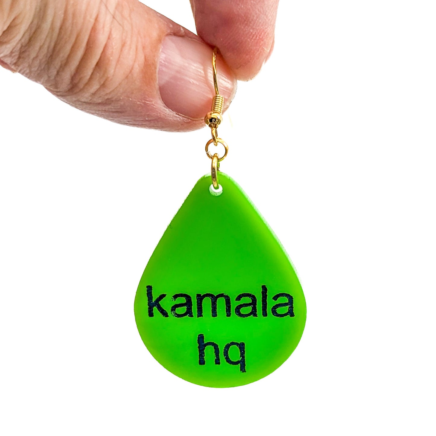 kamala hq Earrings - Kamala Harris - Neon Green Kamala for President Brat Meme Election Earrings - 2024 Laser Cut Acrylic