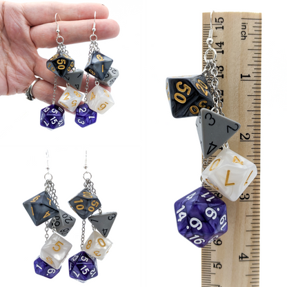 Asexual Pride Polyhedral Dice Earrings