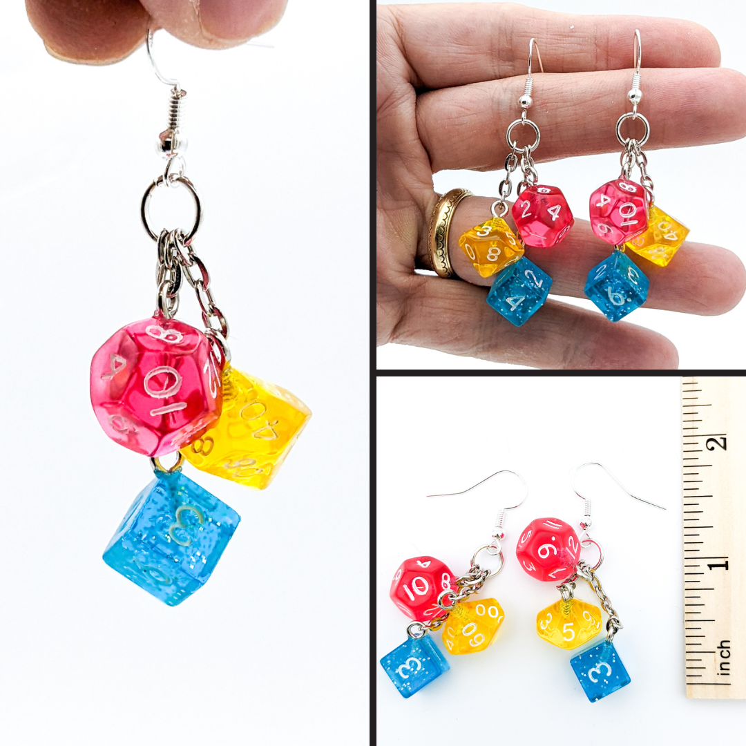 Mini Pan Pride Dice Earrings - Pansexual Pride