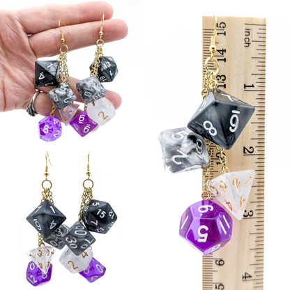 Asexual Pride Polyhedral Dice Earrings