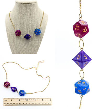 Bisexual Pride Dice Necklace