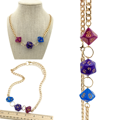 Bisexual Pride Dice Necklace