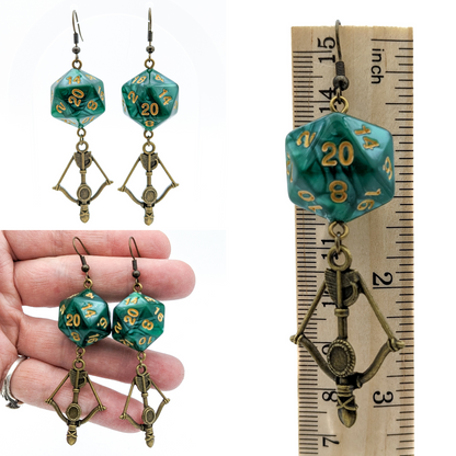 D20 DND Ranger Character Polyhedral Dice Earrings