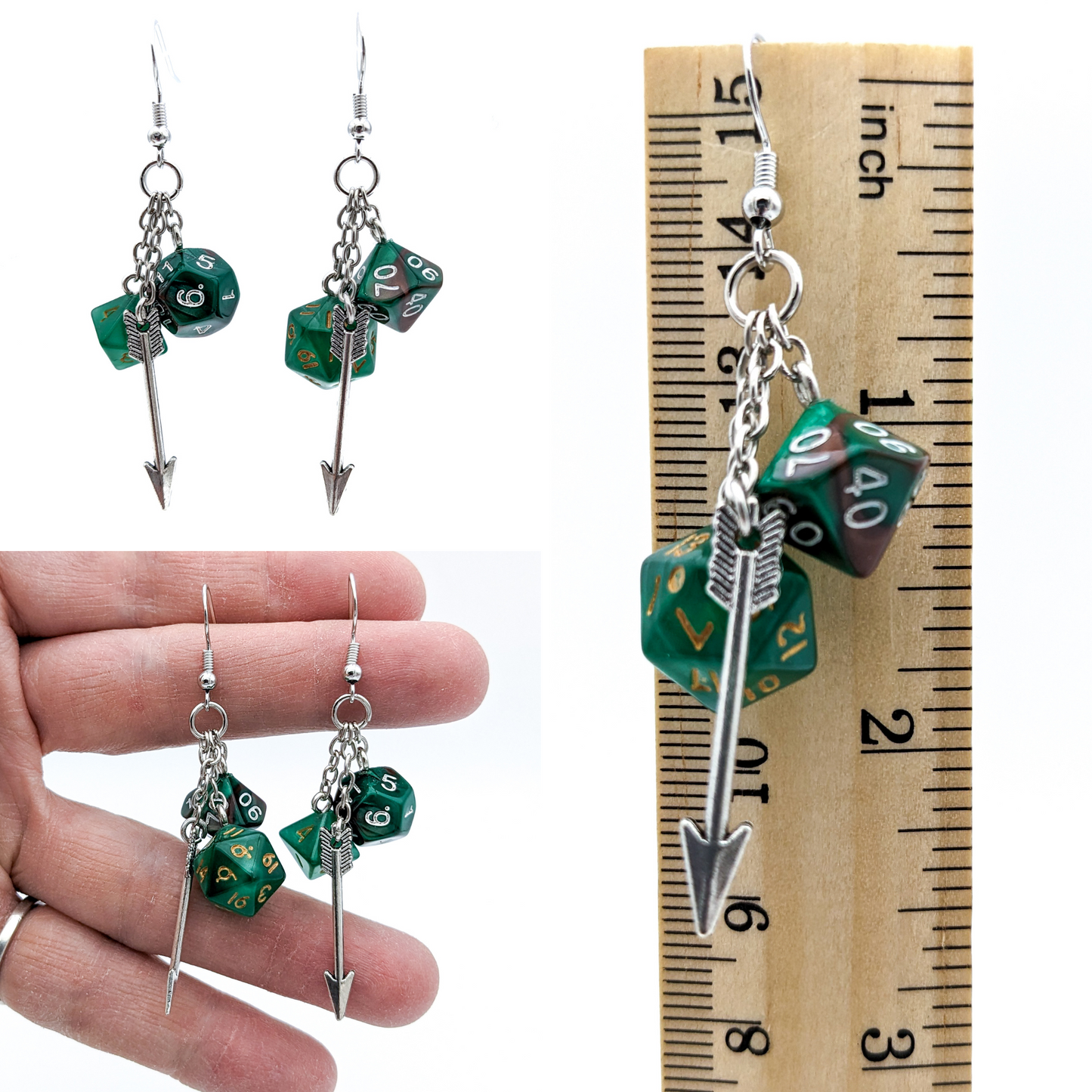 D20 DND Ranger Character Polyhedral Dice Earrings