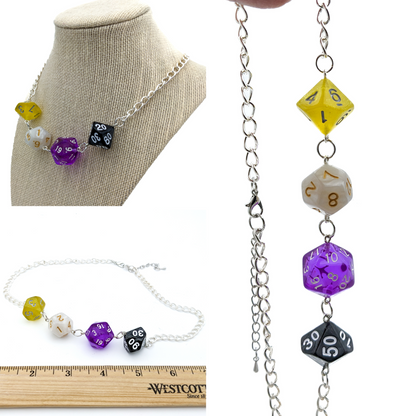 Nonbinary Pride Dice Necklace