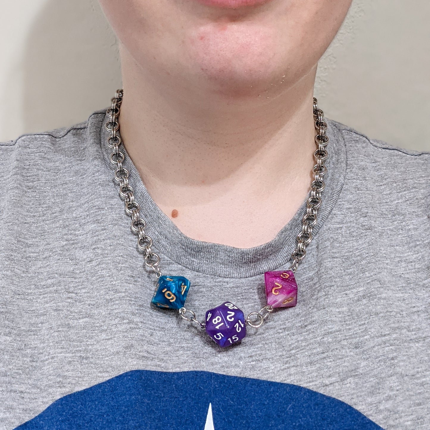 Bisexual Pride Dice Necklace