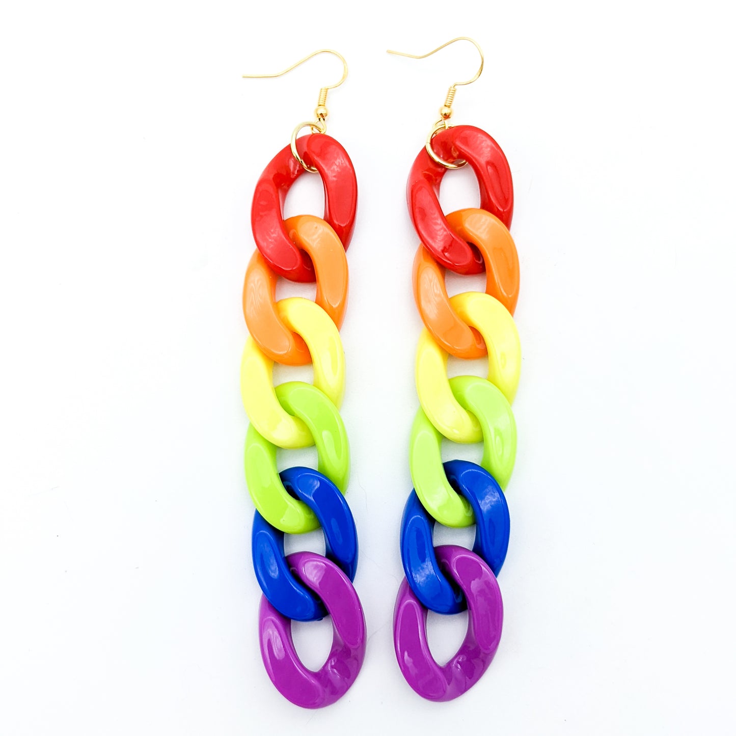 Kidcore Rainbow Chunky Chain Plastic Earrings - Gay Pride