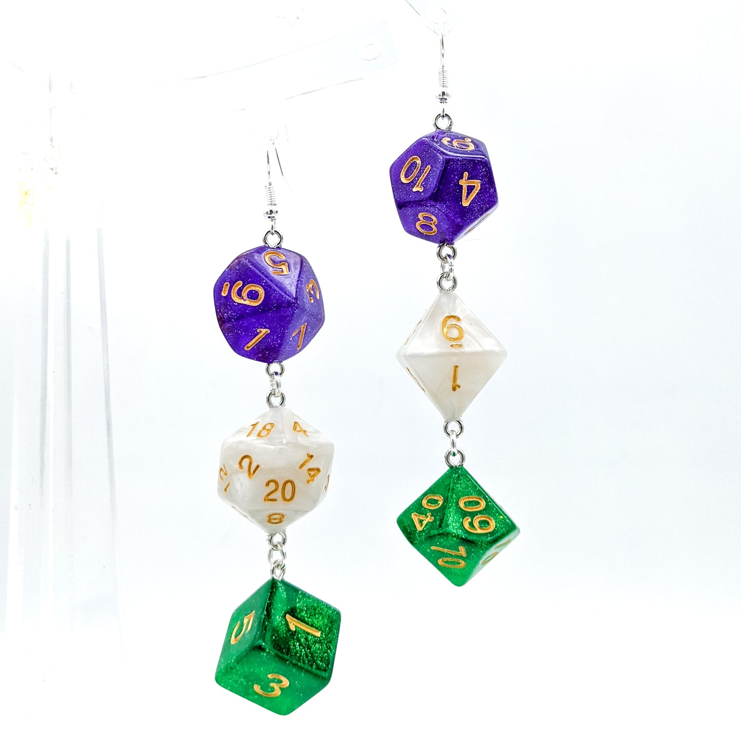 Genderqueer Pride Flag Dice Earrings