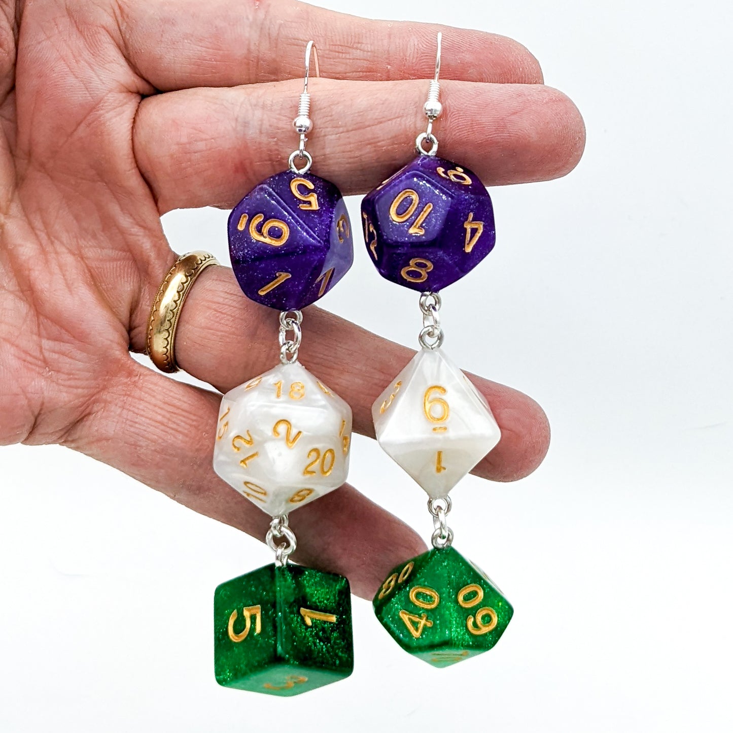 Genderqueer Pride Flag Dice Earrings