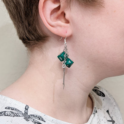 D20 DND Ranger Character Polyhedral Dice Earrings