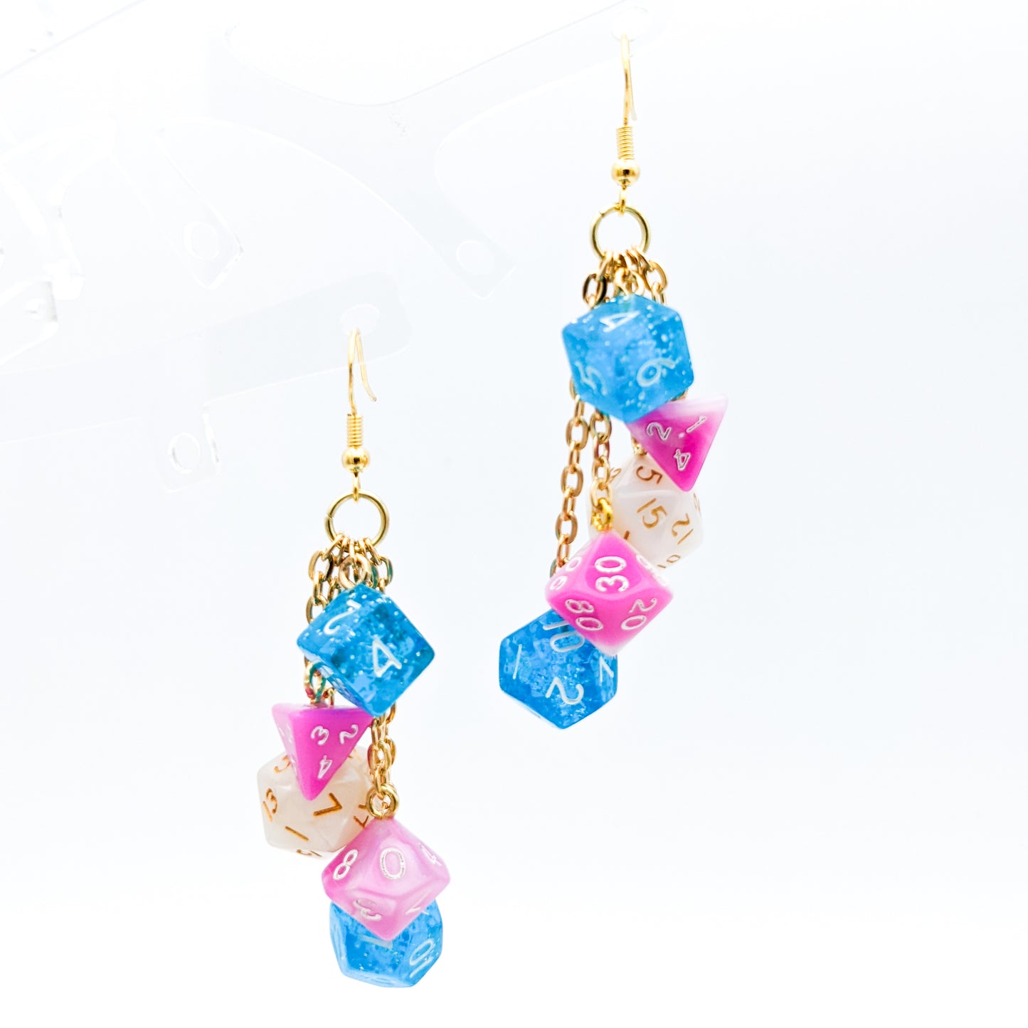 Mini Trans Pride Dice Earrings