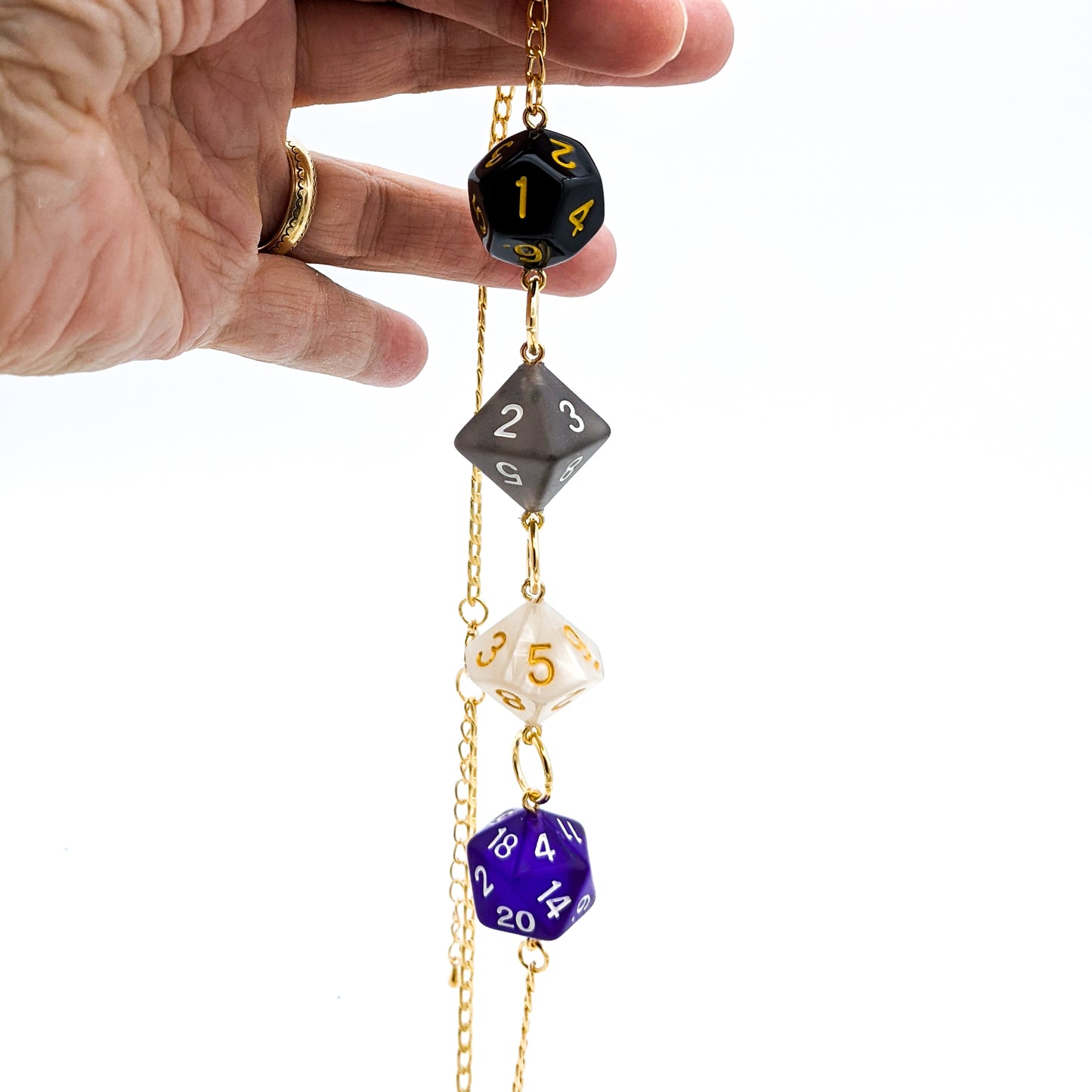 Asexual Pride Polyhedral Dice Necklace