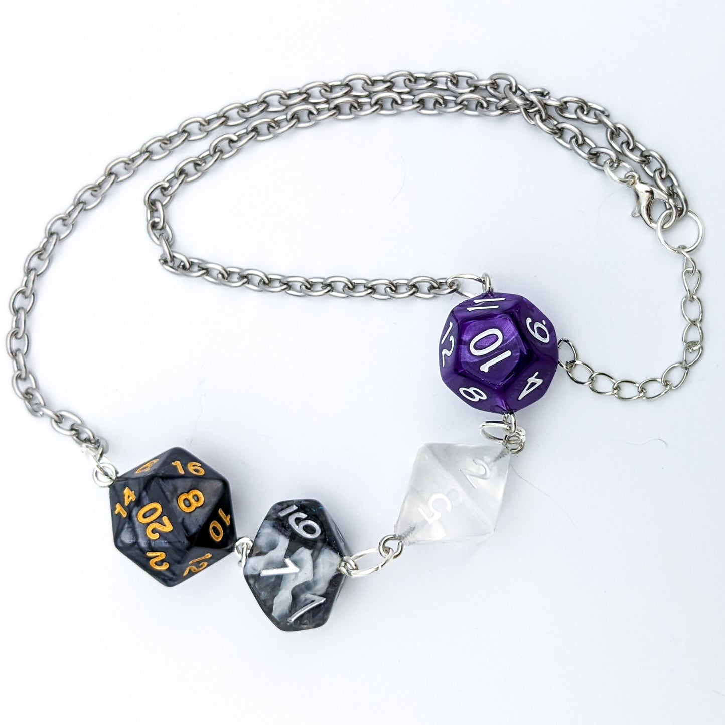 Asexual Pride Polyhedral Dice Necklace