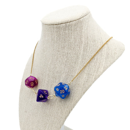 Bisexual Pride Dice Necklace