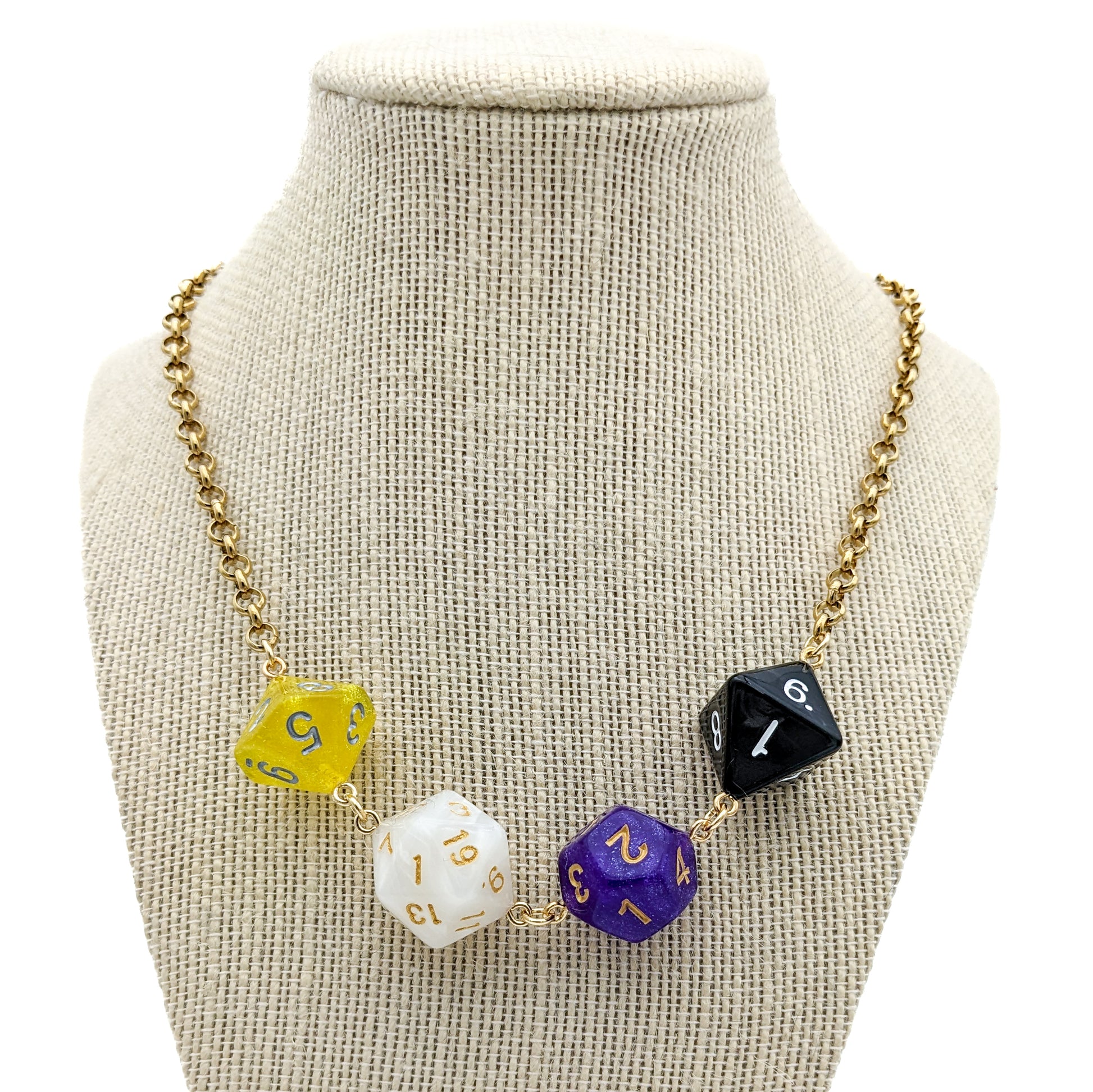 Nonbinary Pride Dice Necklace