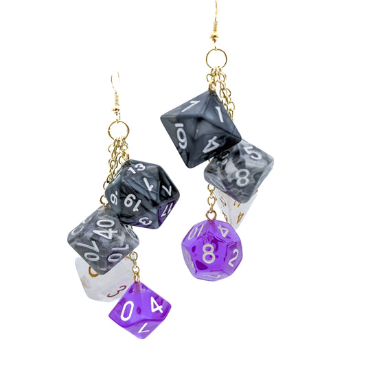 Asexual Pride Polyhedral Dice Earrings