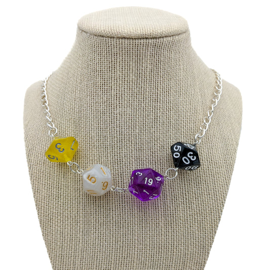 Nonbinary Pride Dice Necklace