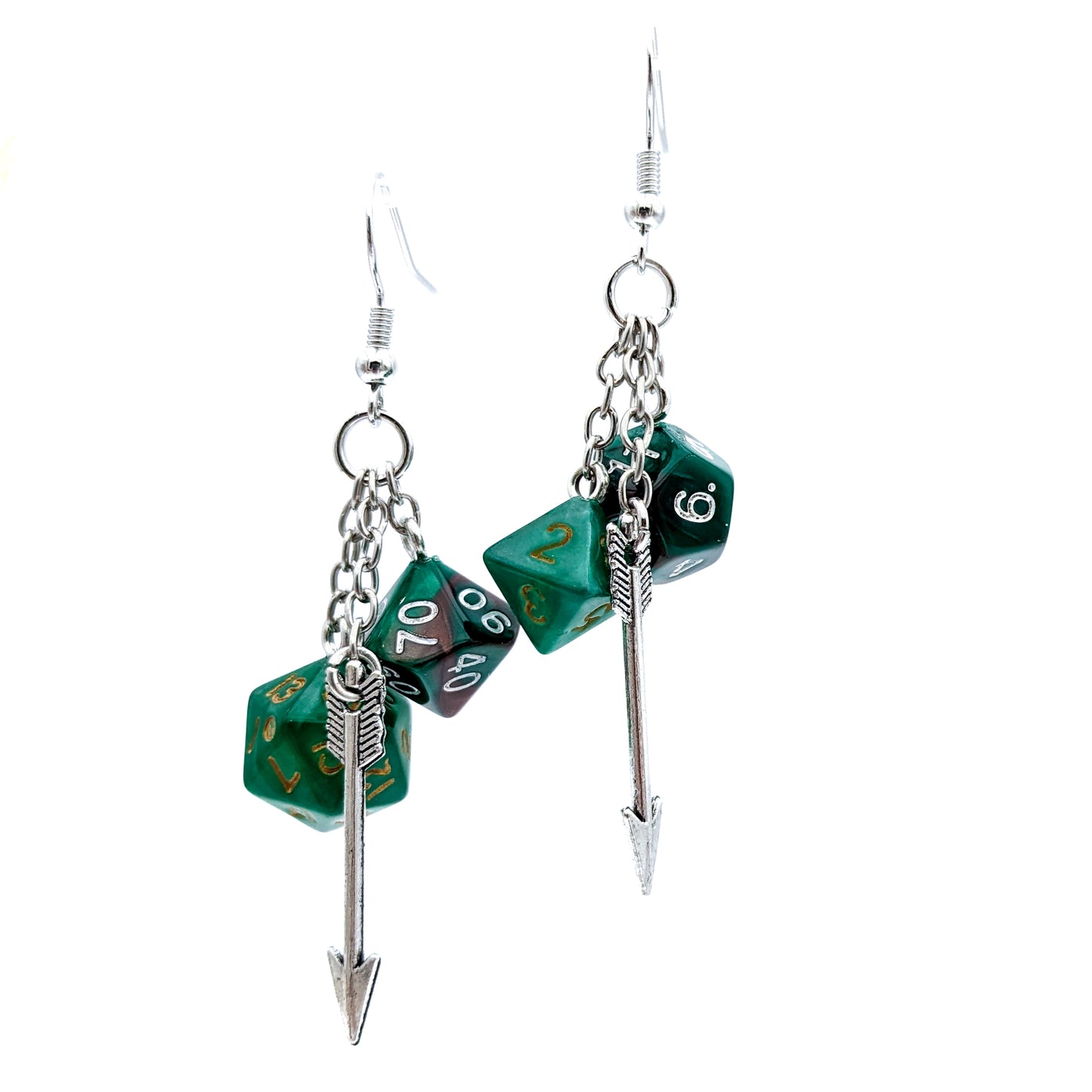 D20 DND Ranger Character Polyhedral Dice Earrings