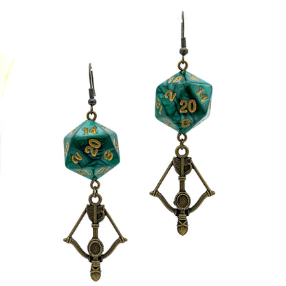 D20 DND Ranger Character Polyhedral Dice Earrings