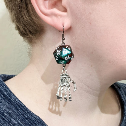 D20 DND Necromancer Character Dice Earrings