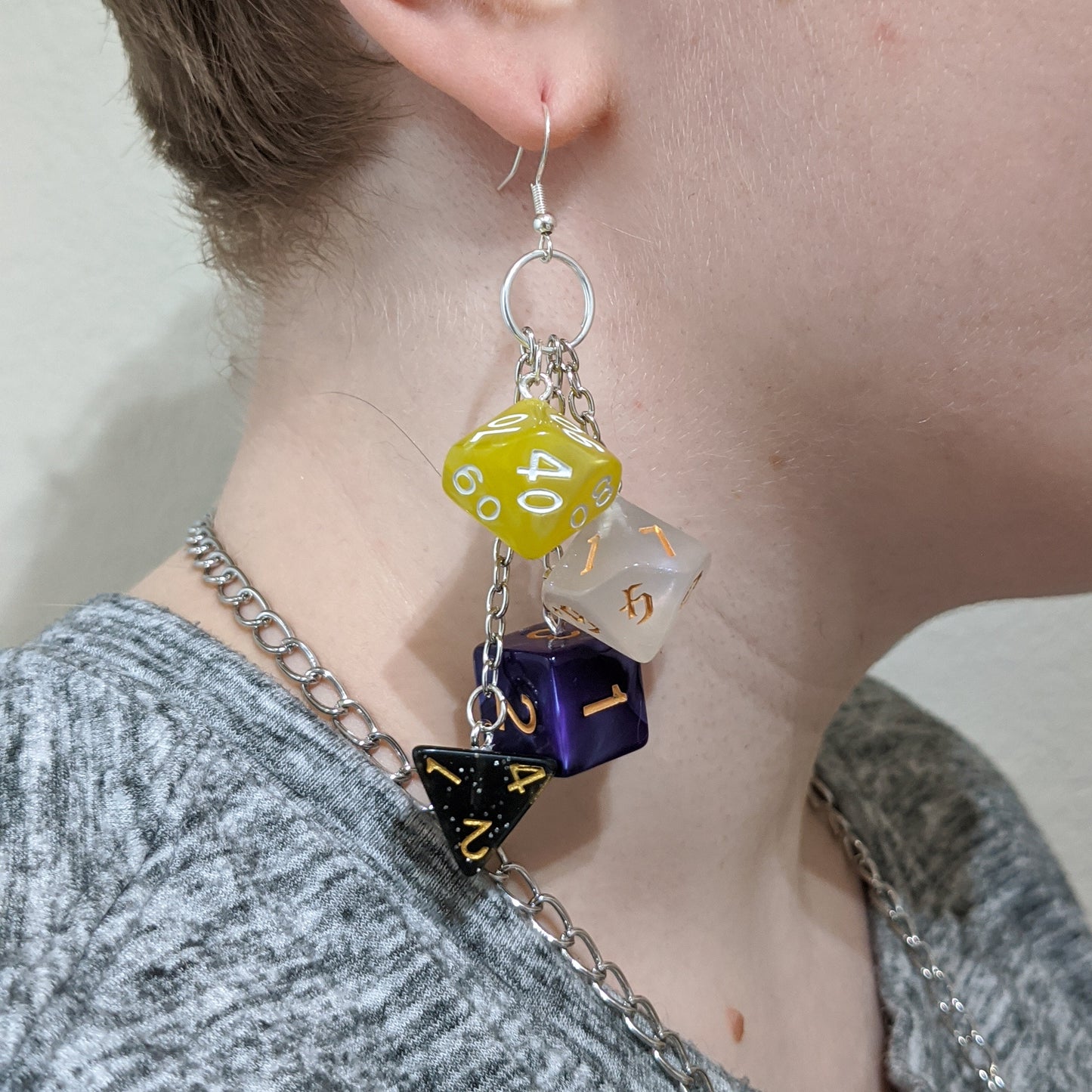 Nonbinary Pride Dice Earrings