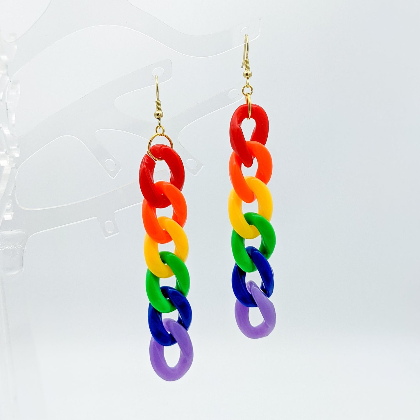 Kidcore Rainbow Chunky Chain Plastic Earrings - Gay Pride