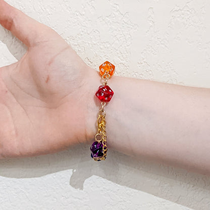 Polyhedral Dice Chakra Bracelet with Rainbow Dice