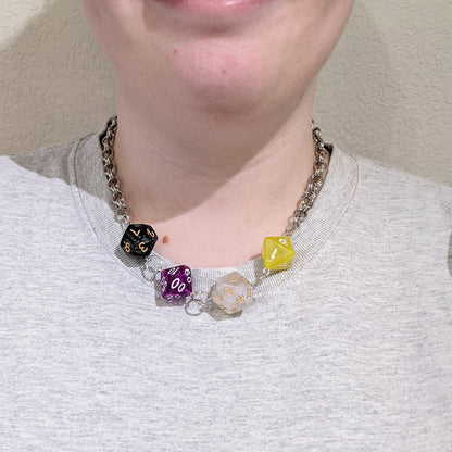 Nonbinary Pride Dice Necklace