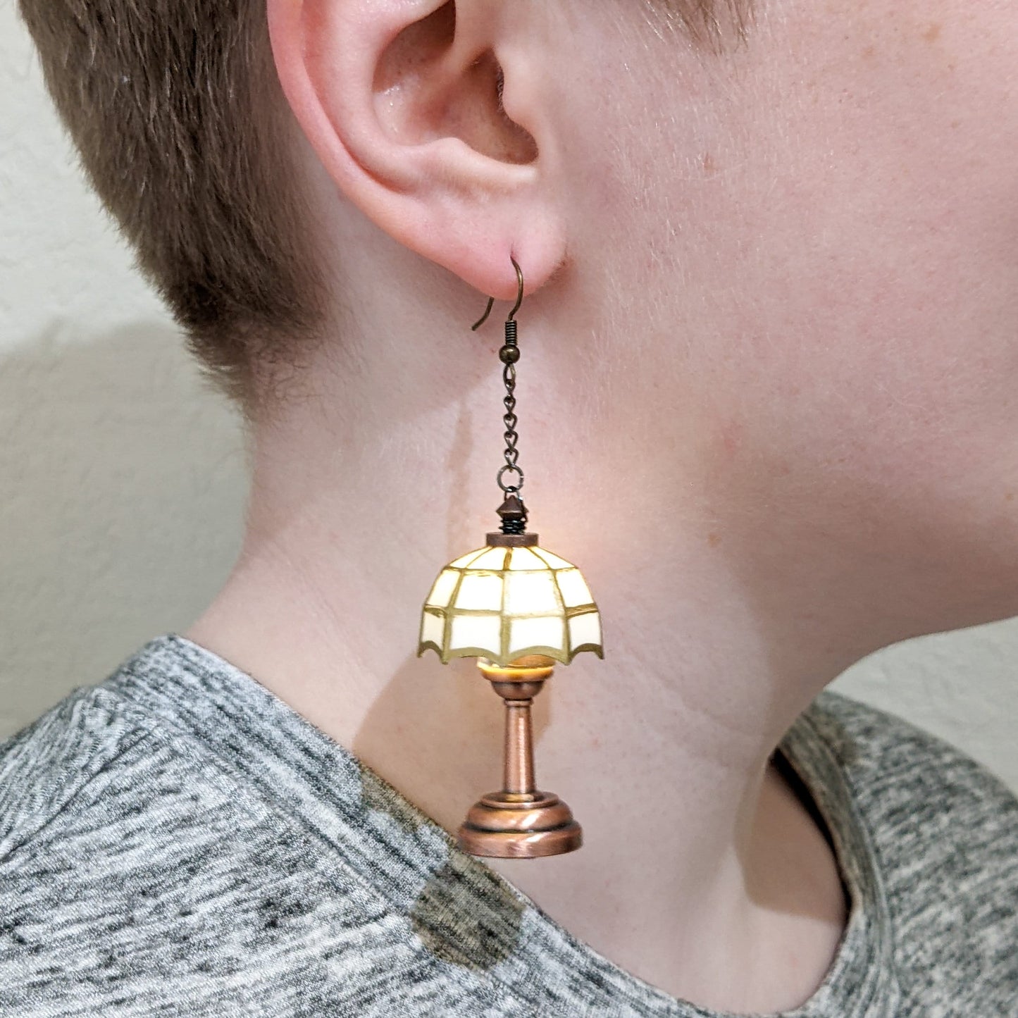 Functional Light Up Mini Tiffany Lamp Earrings