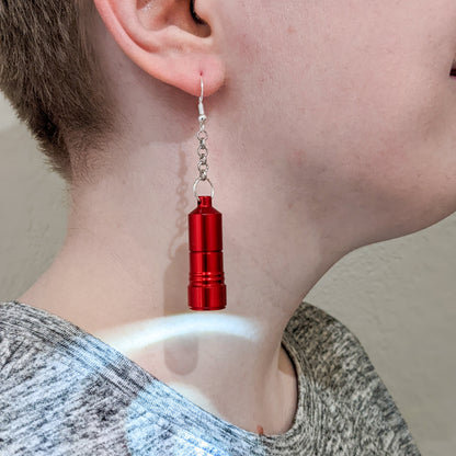 Functional Mini Flashlight Earrings