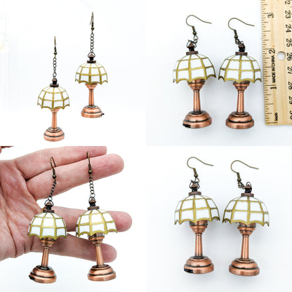 Functional Light Up Mini Tiffany Lamp Earrings